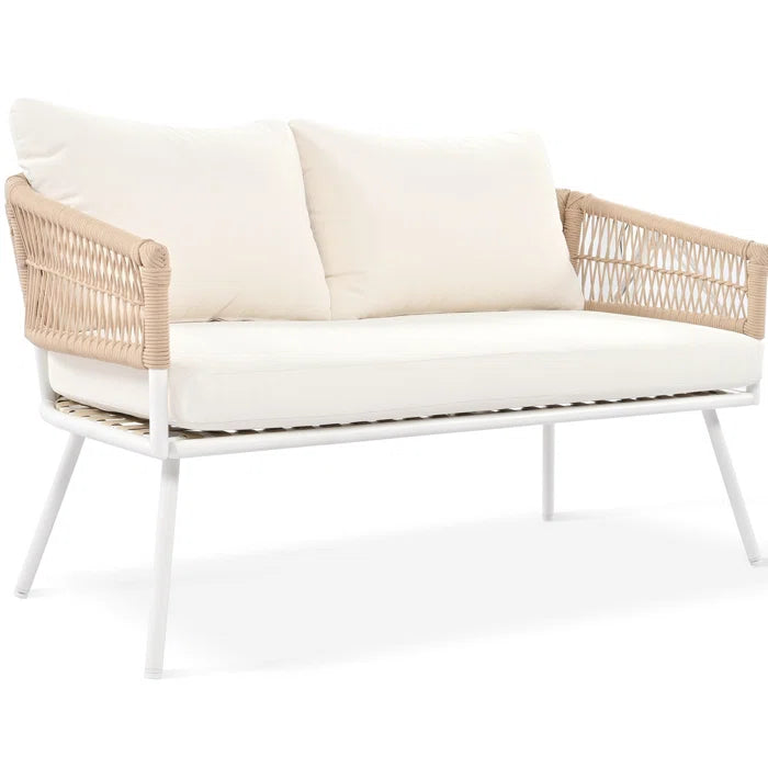 Teufel Outdoor Garden Balcony 4 Seater Sofa Set Braided and Rope-Beige