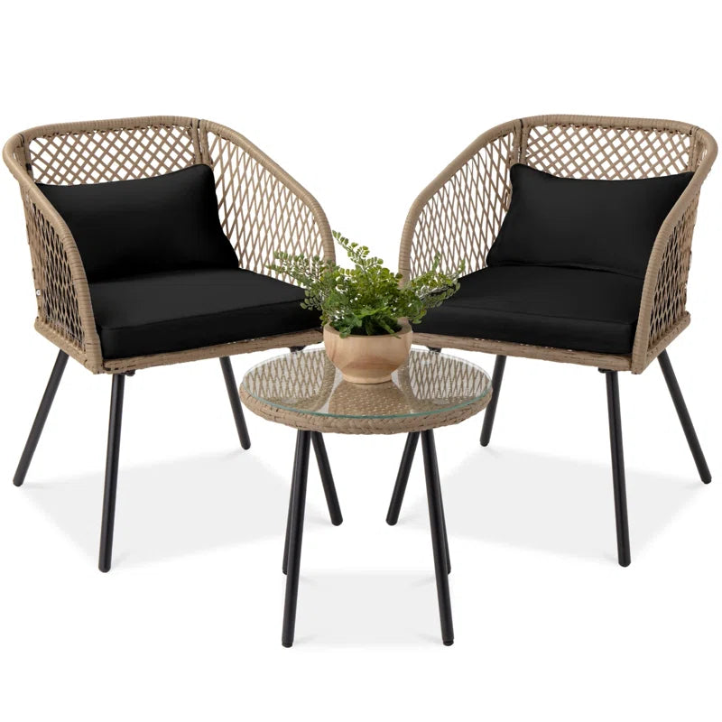Malvolio Outdoor Patio Set| Durable Garden Furniture-2 Chairs + 1 Table Honey