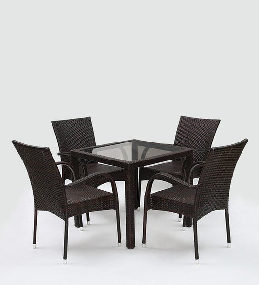 Vilchez Outdoor Patio Set| Durable Garden Furniture-4 Chairs + 1 Table Brown