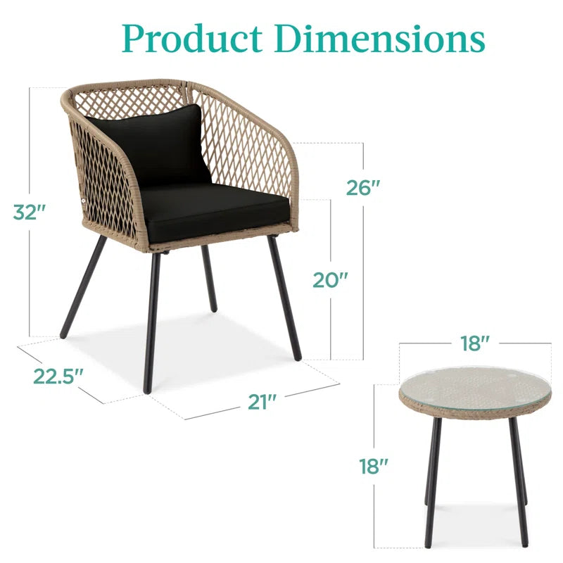 Malvolio Outdoor Patio Set| Durable Garden Furniture-2 Chairs + 1 Table Honey