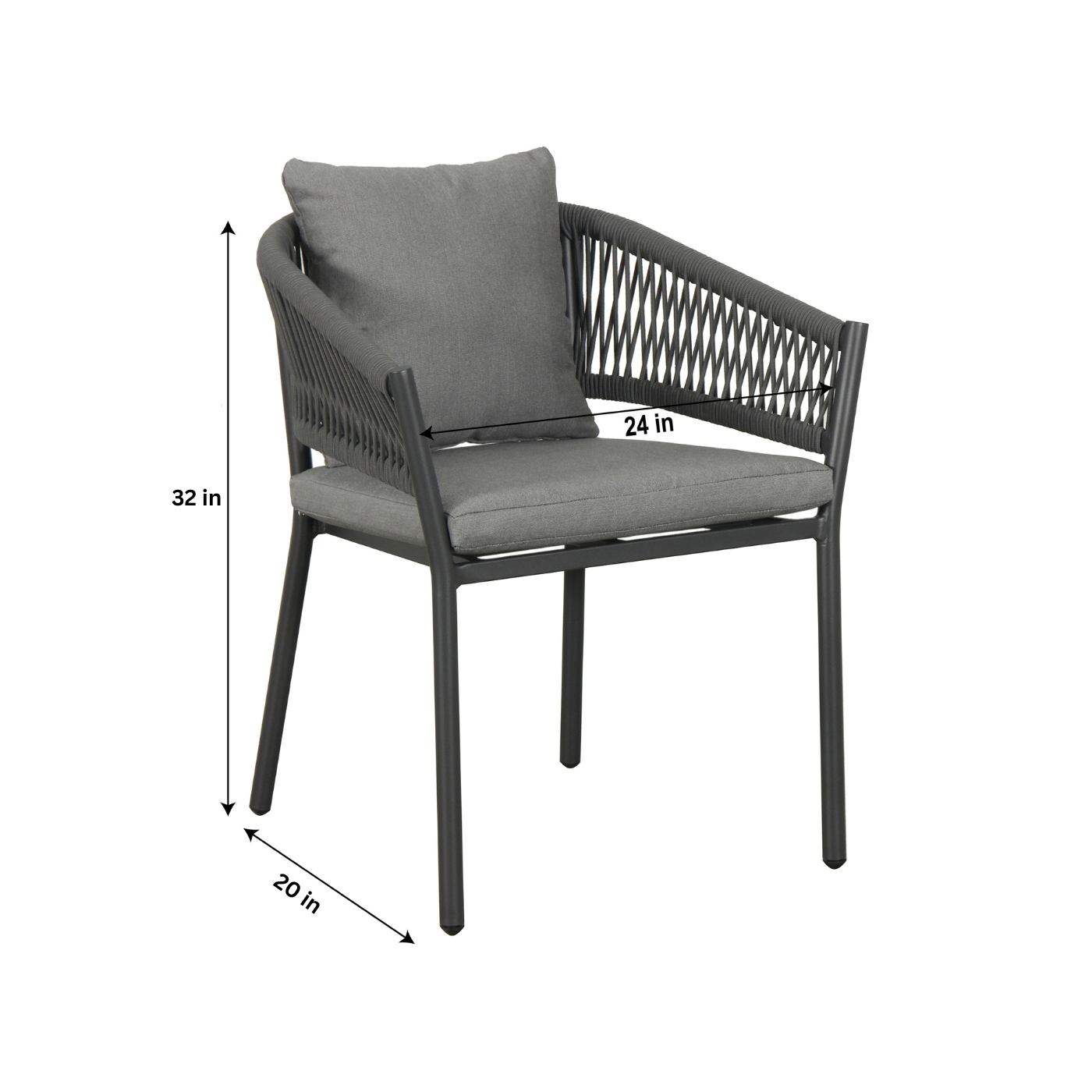 Deliz Outdoor Patio Set| Durable Garden Furniture-4 Chairs + 1 Table Braided And Rope Grey