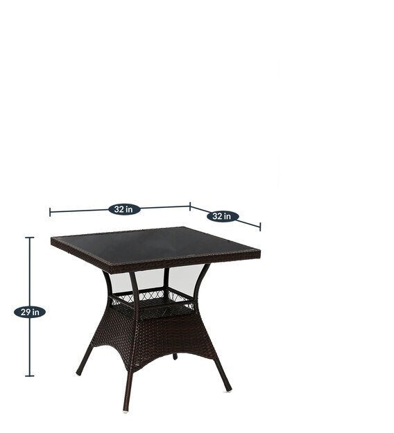 Leticia Outdoor Patio Set| Durable Garden Furniture-4 Chairs + 1 Table Brown