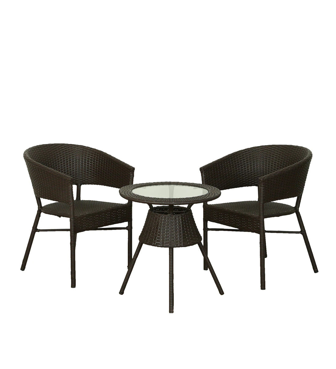 Yepes Outdoor Patio Set| Durable Garden Furniture-2 Chairs + 1 Table Brown