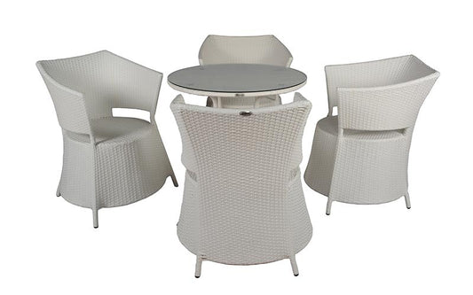 Picazo Outdoor Patio Set| Durable Garden Furniture-4 Chairs + 1 Table White
