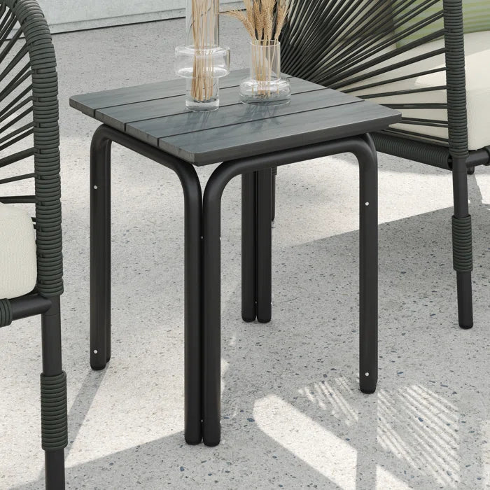 Rizzo Outdoor Patio Set| Durable Garden Furniture-2 Chairs + 1 Table Dark Grey Braided & Rope