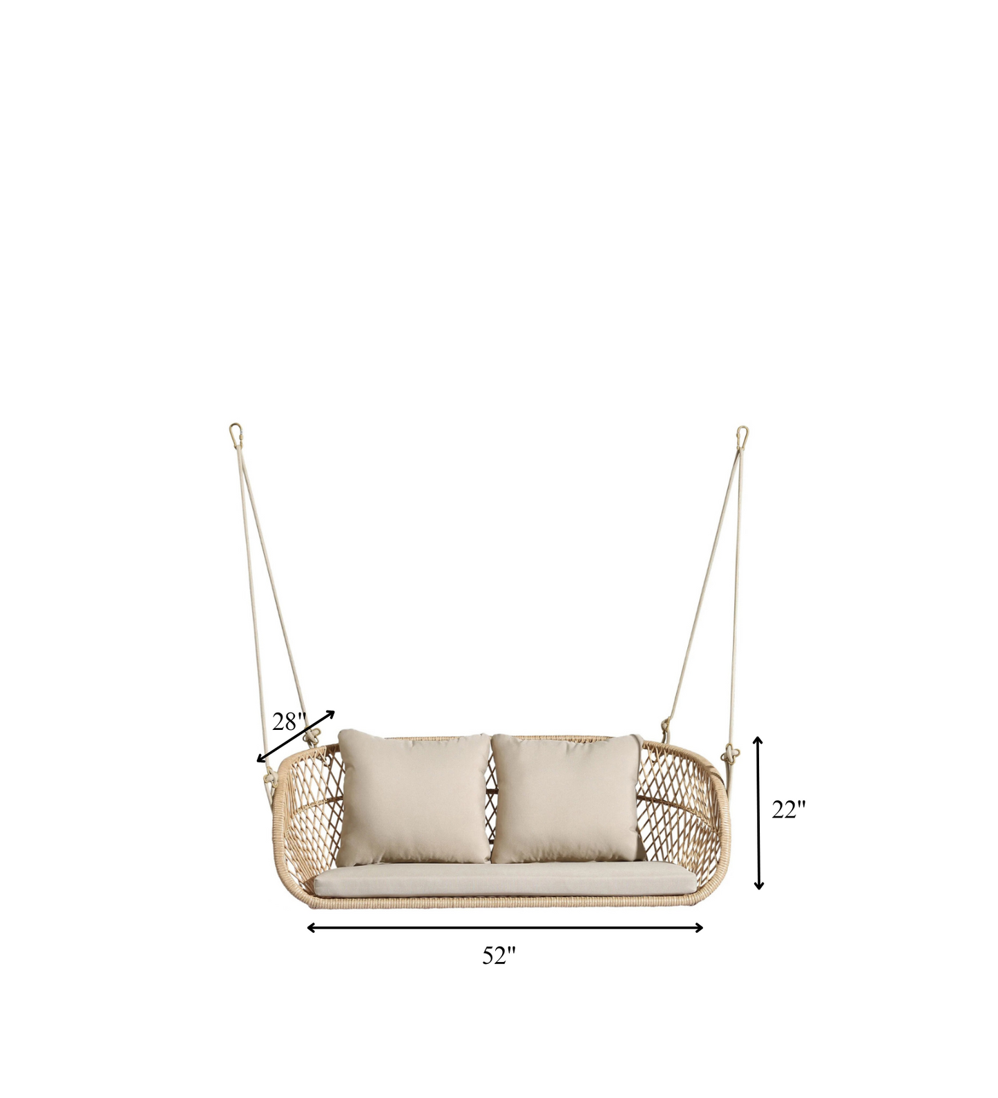 Clotilde Double Seater Hanging Swing| Without Stand For Outdoor (Tan)
