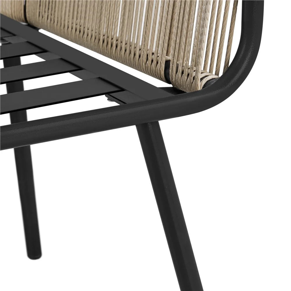 Sias Outdoor Patio Set| Durable Garden Furniture-2 Chairs + 1 Table Tan Braided & Rope