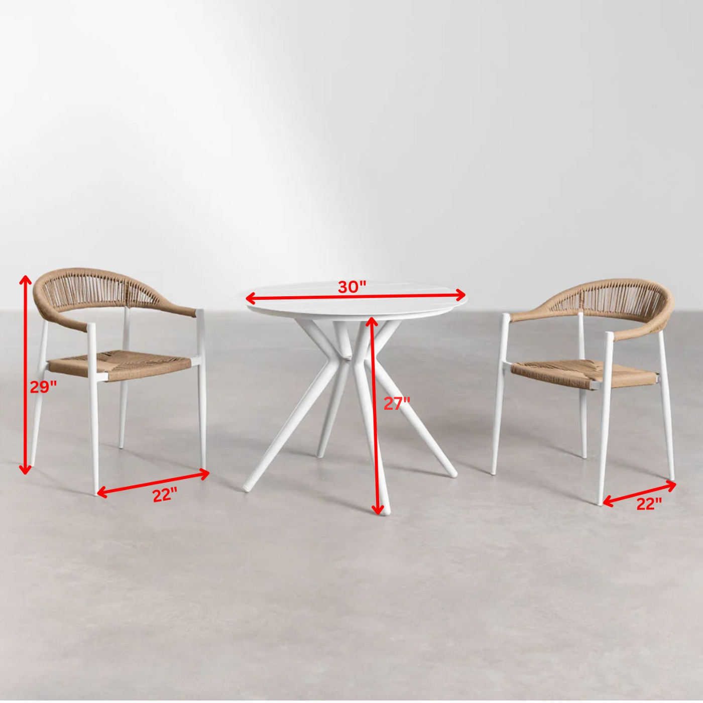 Perla Outdoor Patio Set| Durable Garden Furniture-2 Chairs + 1 Table Dark Tan Braided & Rope