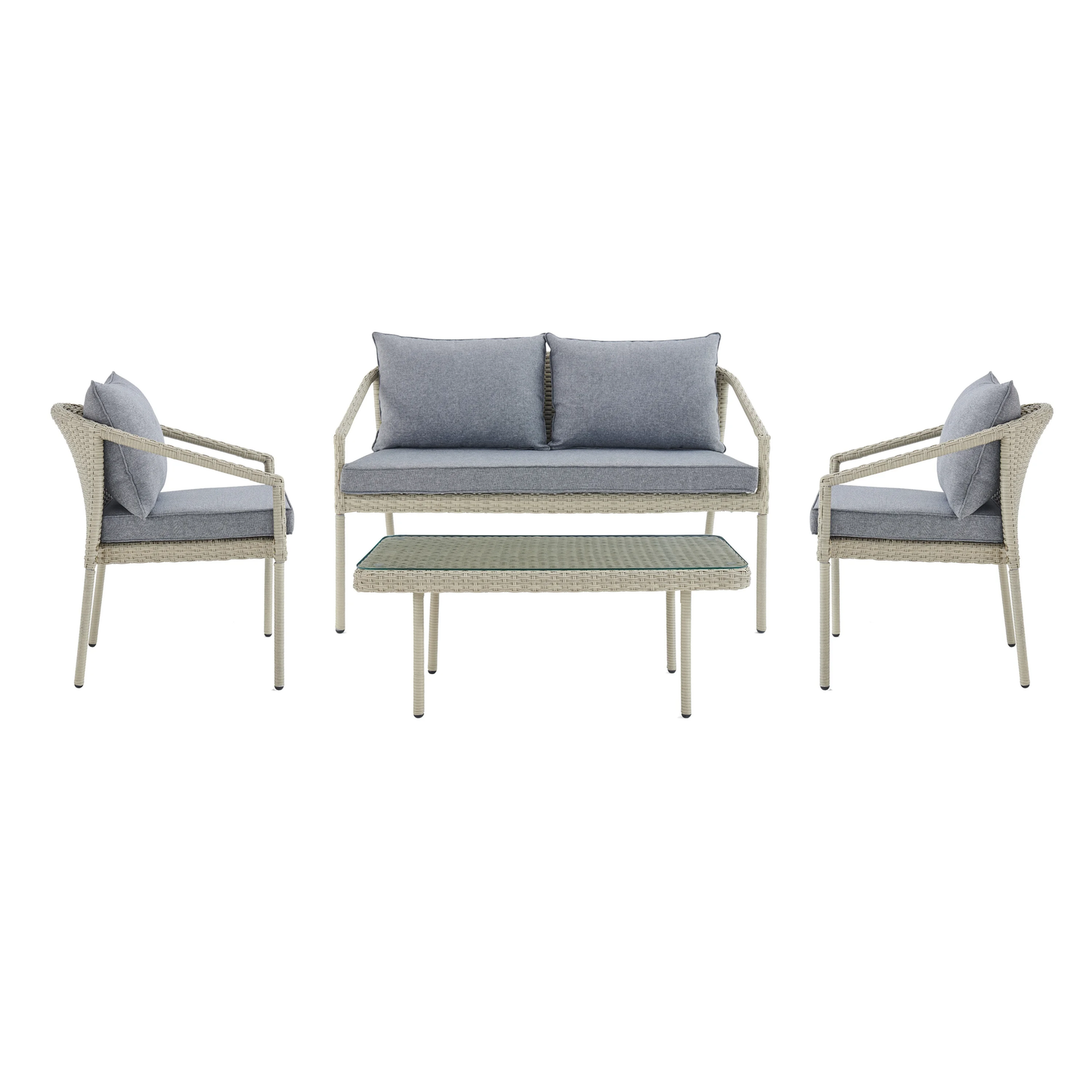 Fabian Outdoor Garden Balcony 4 Seater Sofa Set- Cream