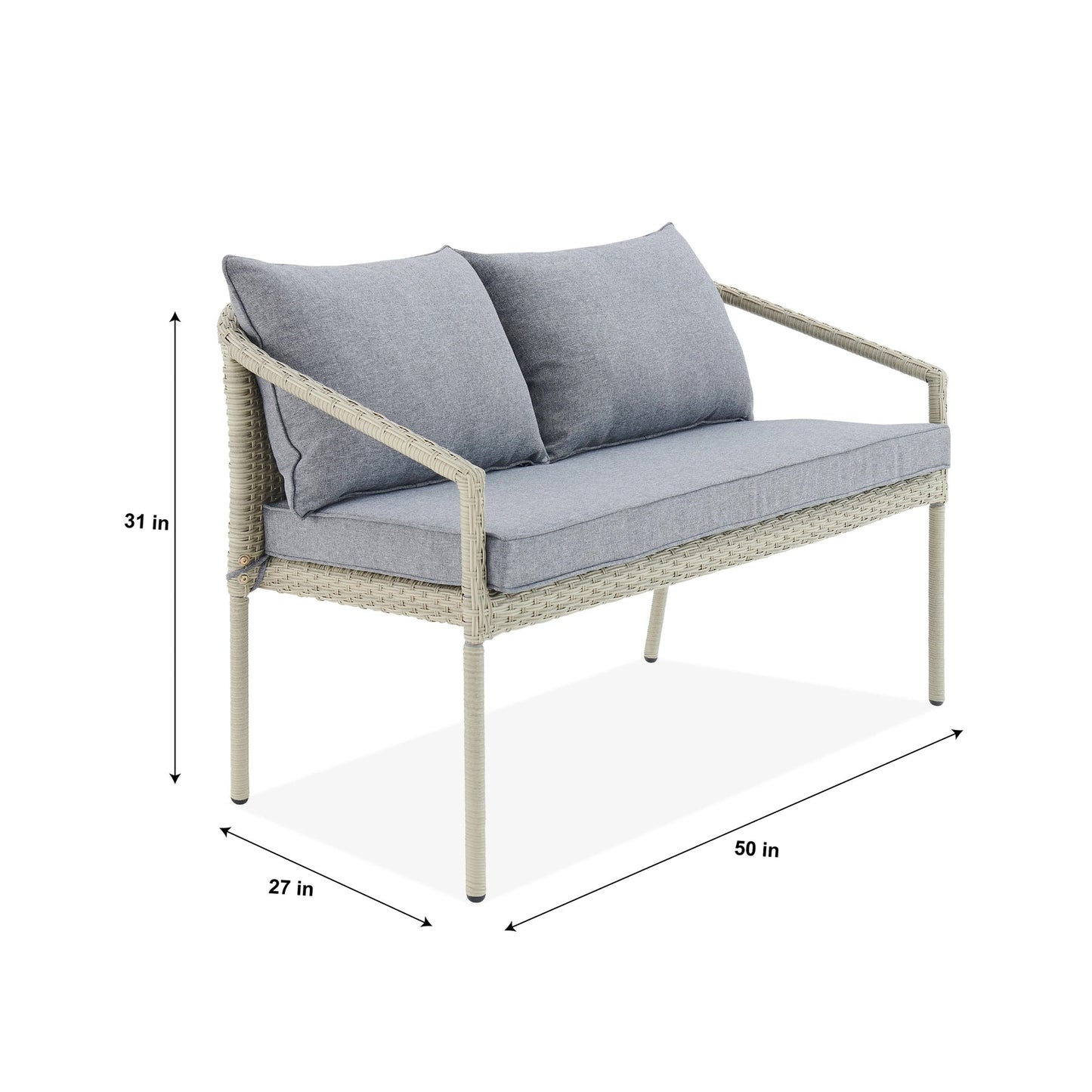 Fabian Outdoor Garden Balcony 4 Seater Sofa Set- Cream