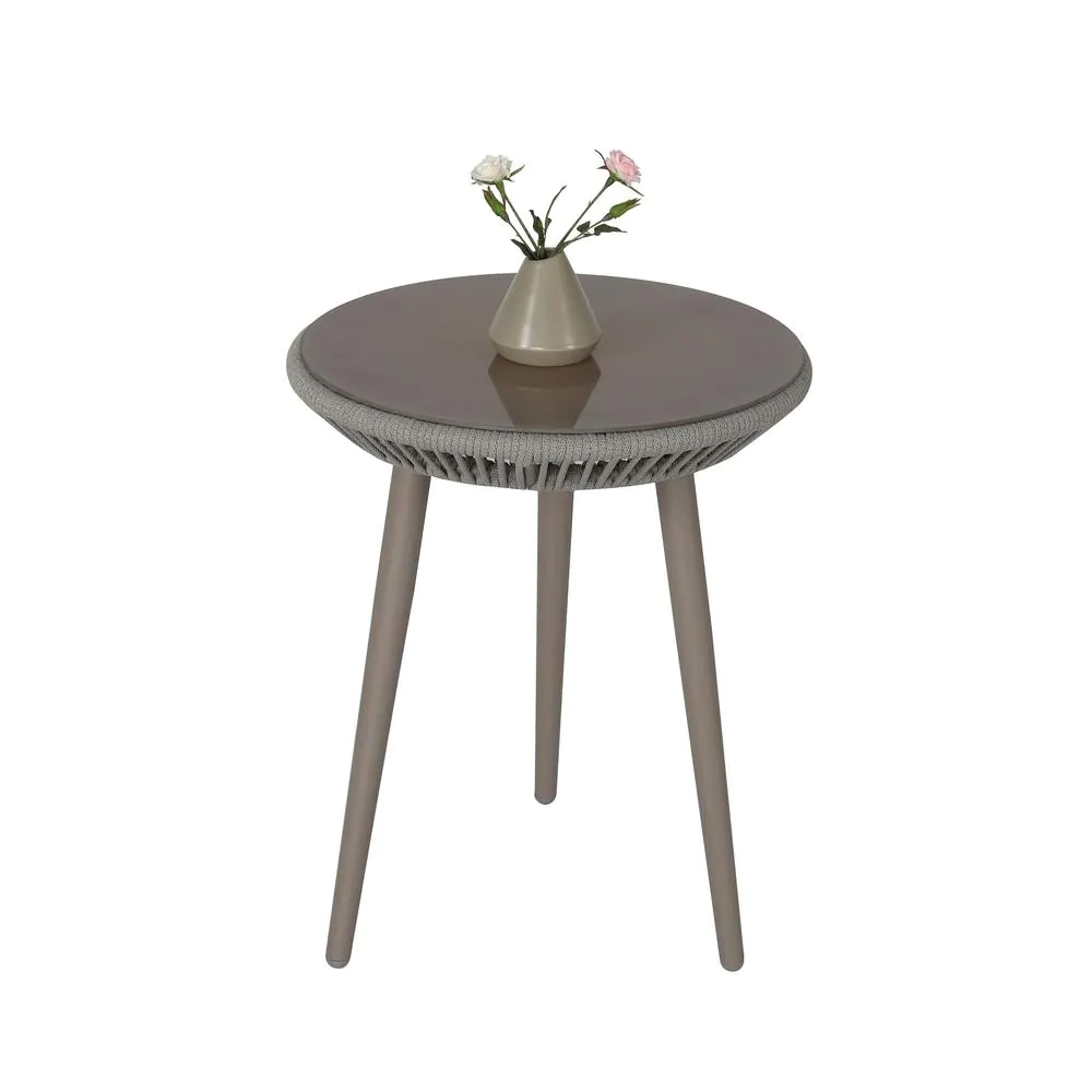 Alita Outdoor Patio Set| Durable Garden Furniture-2 Chairs + 1 Table Grey Braided & Rope