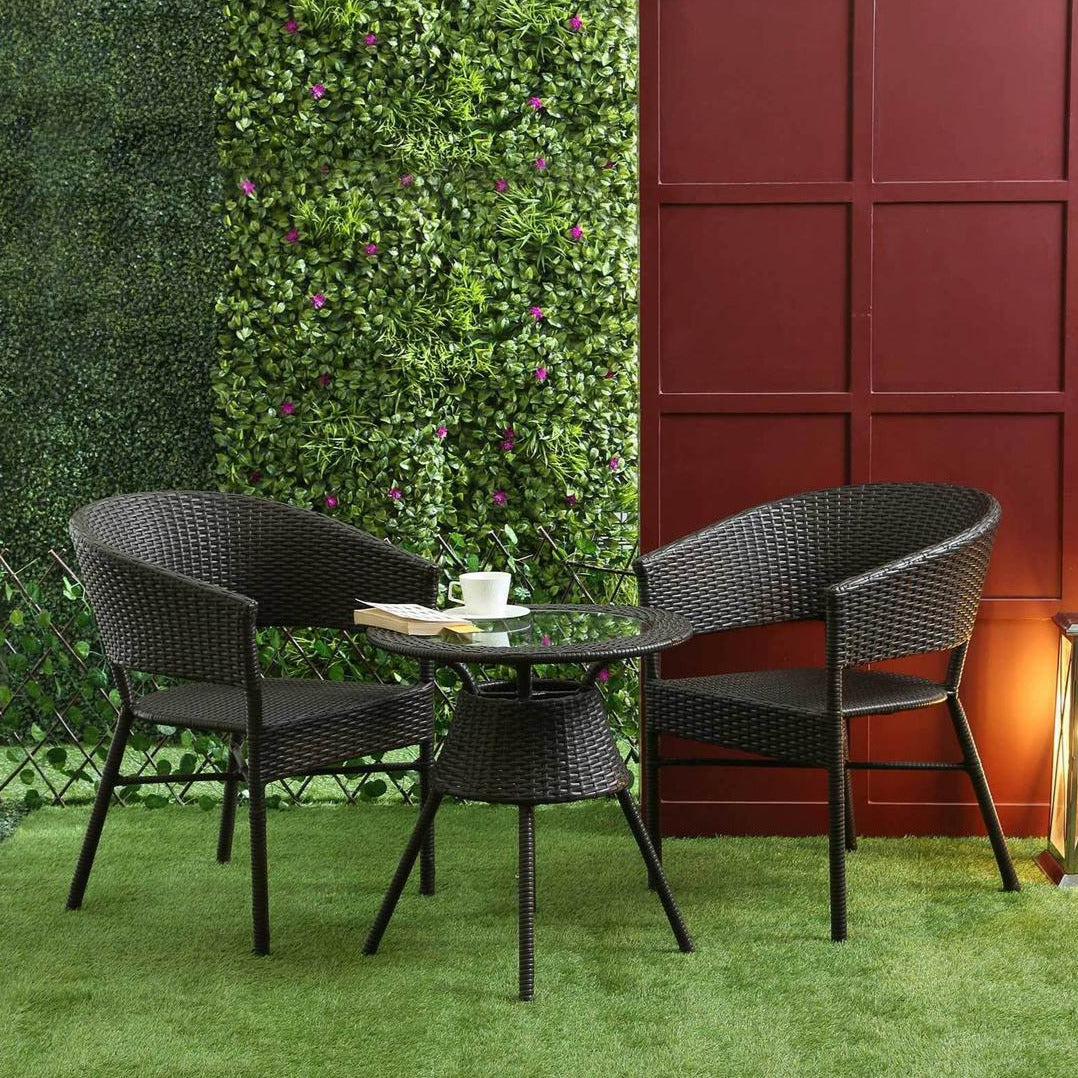 Yepes Outdoor Patio Set| Durable Garden Furniture-2 Chairs + 1 Table Brown