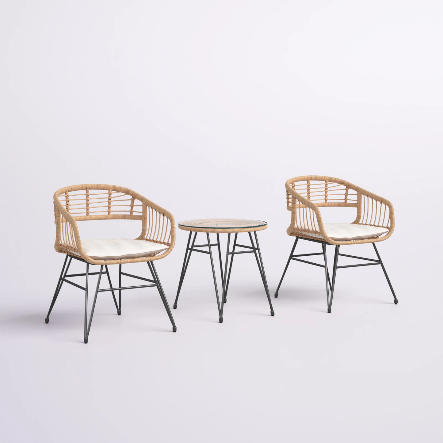 Vorobev Outdoor Patio Set| Durable Garden Furniture-2 Chairs + 1 Table Honey