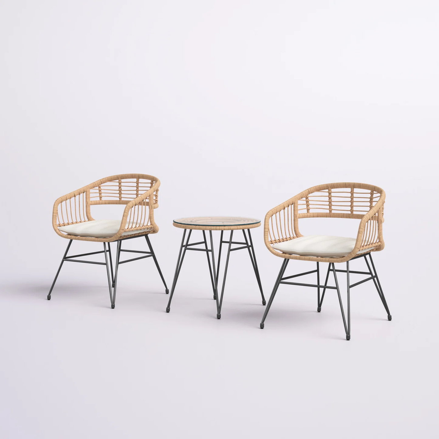 Vorobev Outdoor Patio Set| Durable Garden Furniture-2 Chairs + 1 Table Honey