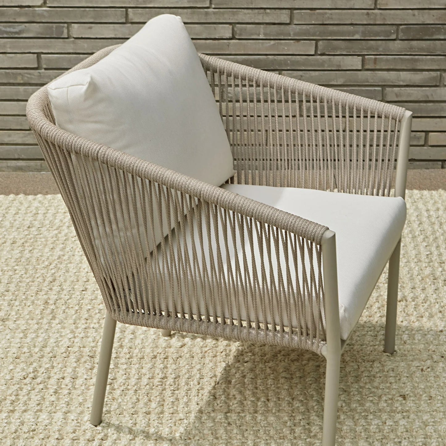 Mateo Outdoor Patio Set| Durable Garden Furniture-2 Chairs + 1 Table Beige Braided & Rope