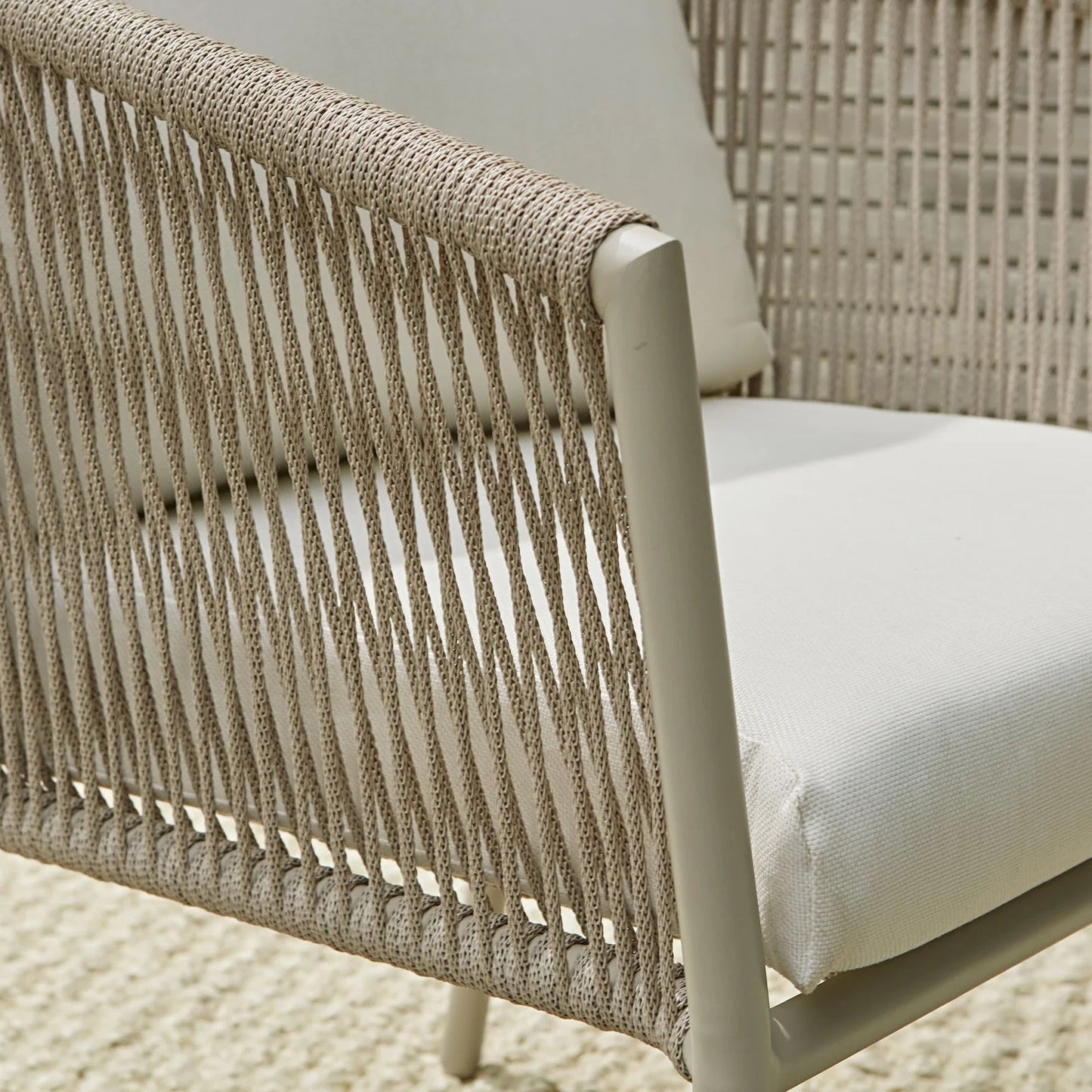 Mateo Outdoor Patio Set| Durable Garden Furniture-2 Chairs + 1 Table Beige Braided & Rope