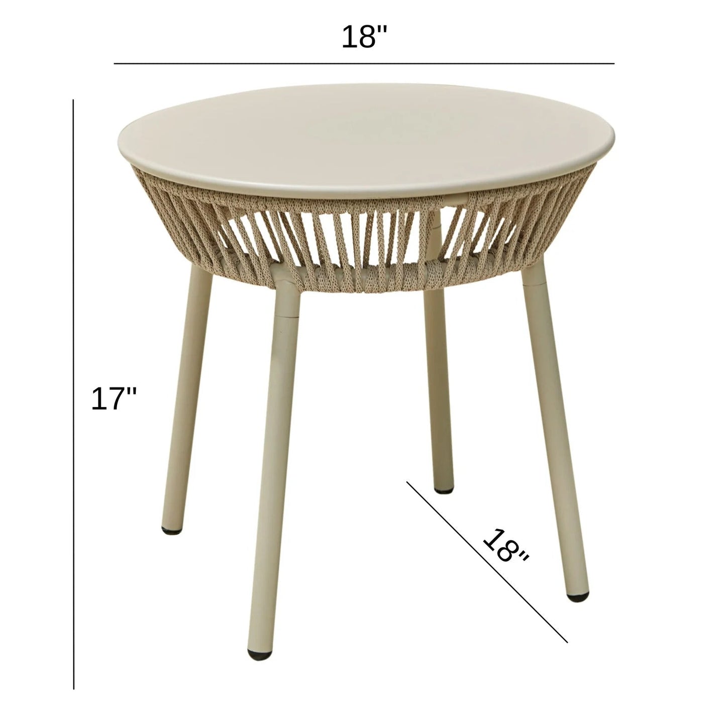 Mateo Outdoor Patio Set| Durable Garden Furniture-2 Chairs + 1 Table Beige Braided & Rope