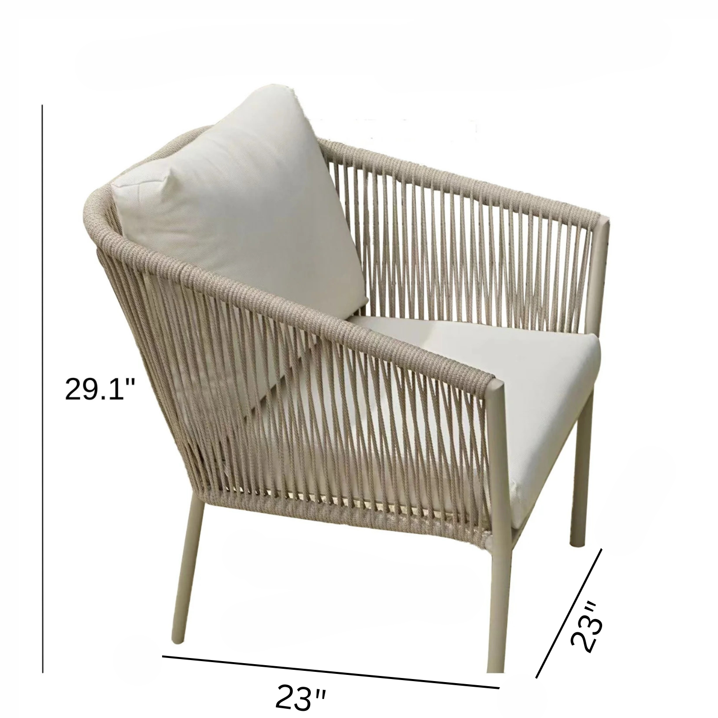 Mateo Outdoor Patio Set| Durable Garden Furniture-2 Chairs + 1 Table Beige Braided & Rope