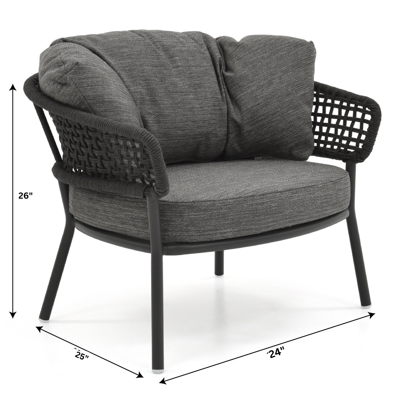 Graf Outdoor Garden Balcony 4 Seater Sofa Set Braided and Rope-Grey