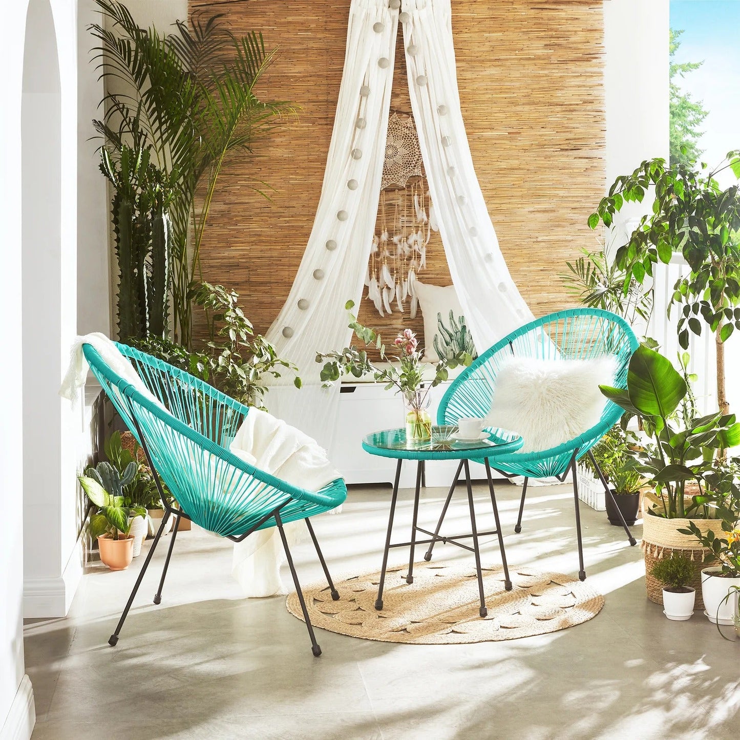 Marcela Outdoor Patio Set| Durable Garden Furniture-2 Chairs + 1 Table Blue