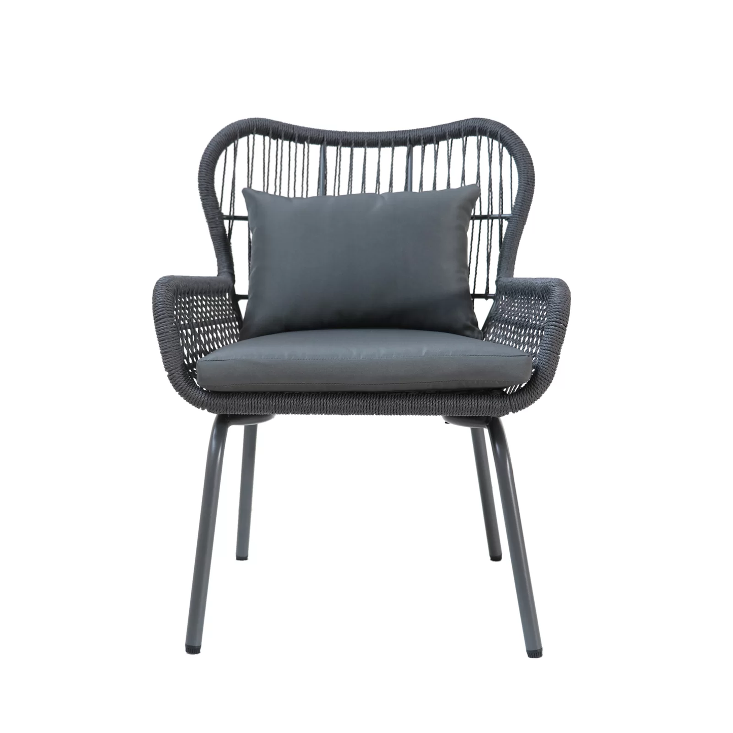 Vallez Outdoor Patio Set| Durable Garden Furniture-2 Chairs + 1 Table Grey Braided & Rope
