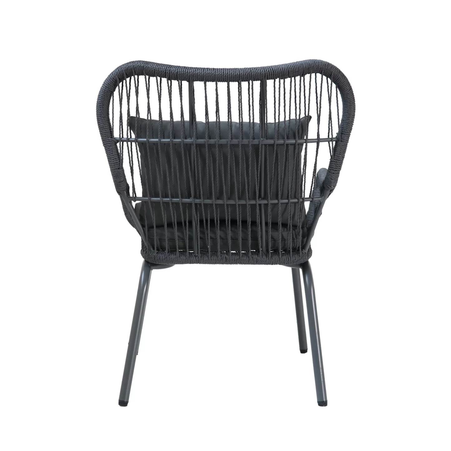 Vallez Outdoor Patio Set| Durable Garden Furniture-2 Chairs + 1 Table Grey Braided & Rope