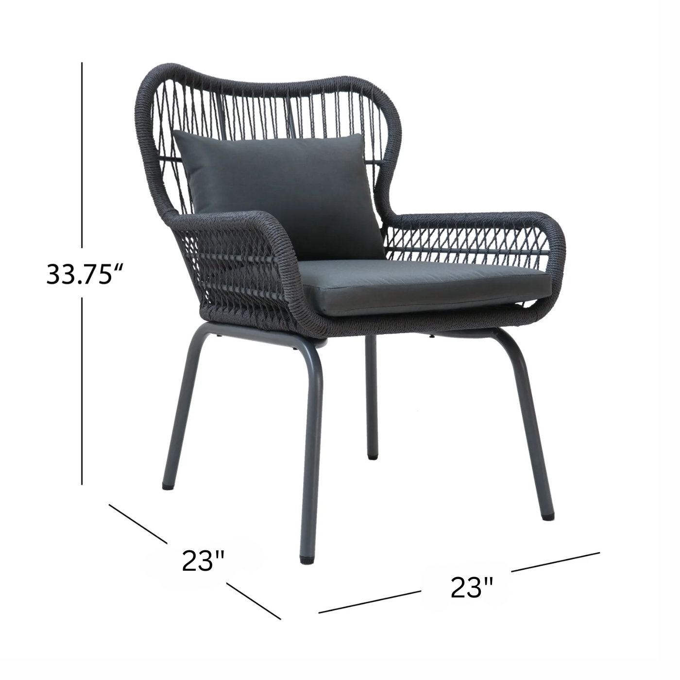Vallez Outdoor Patio Set| Durable Garden Furniture-2 Chairs + 1 Table Grey Braided & Rope