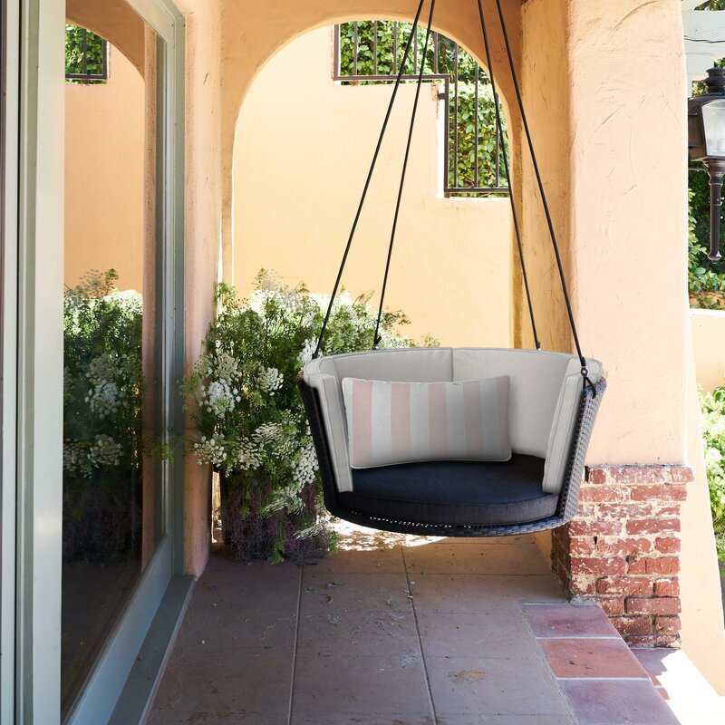 Clem Single Seater Hanging Swing| Without Stand For Outdoor (Black)