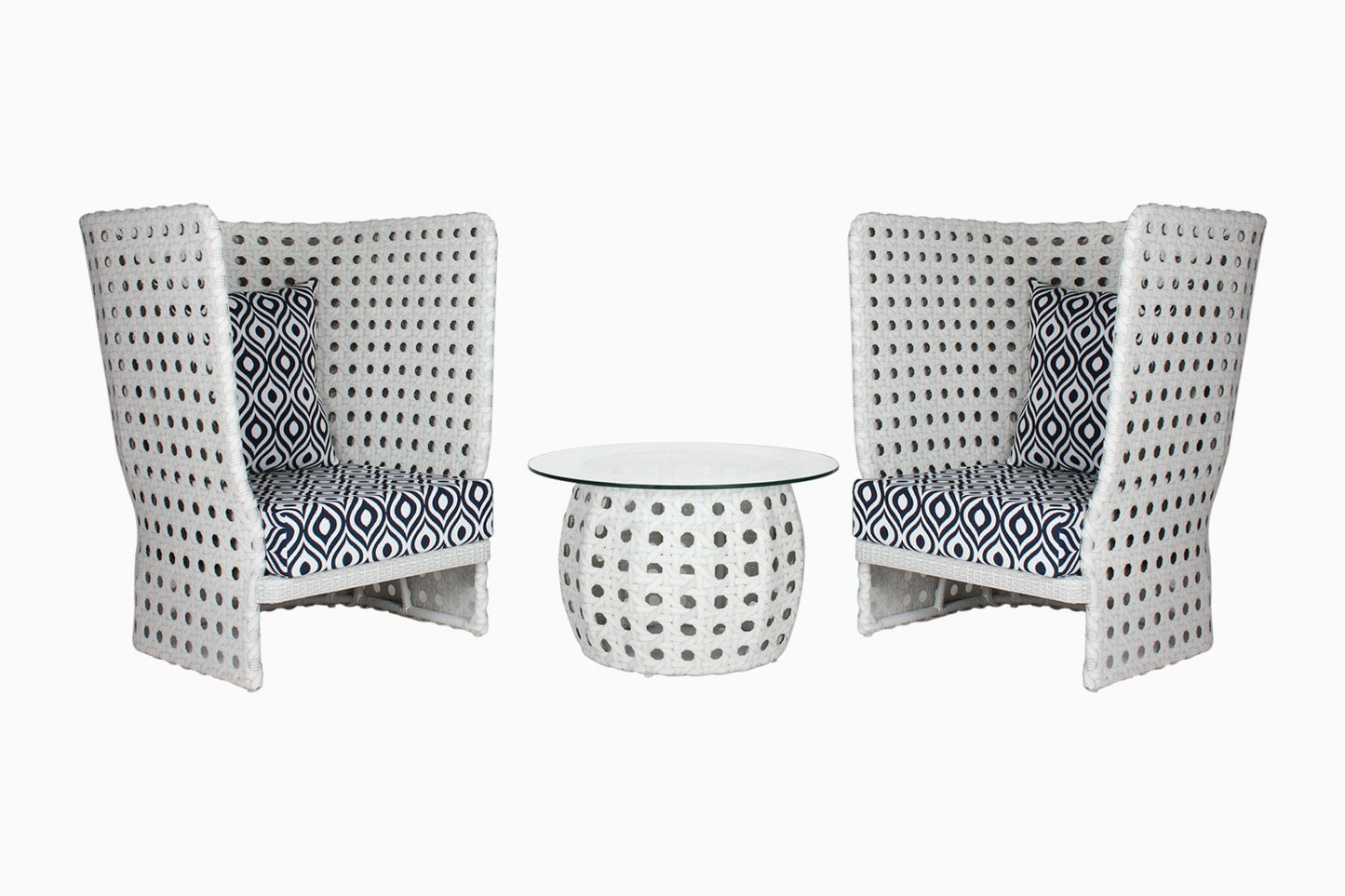 Filippa Outdoor Patio Set| Durable Garden Furniture-2 Chairs + 1 Table White