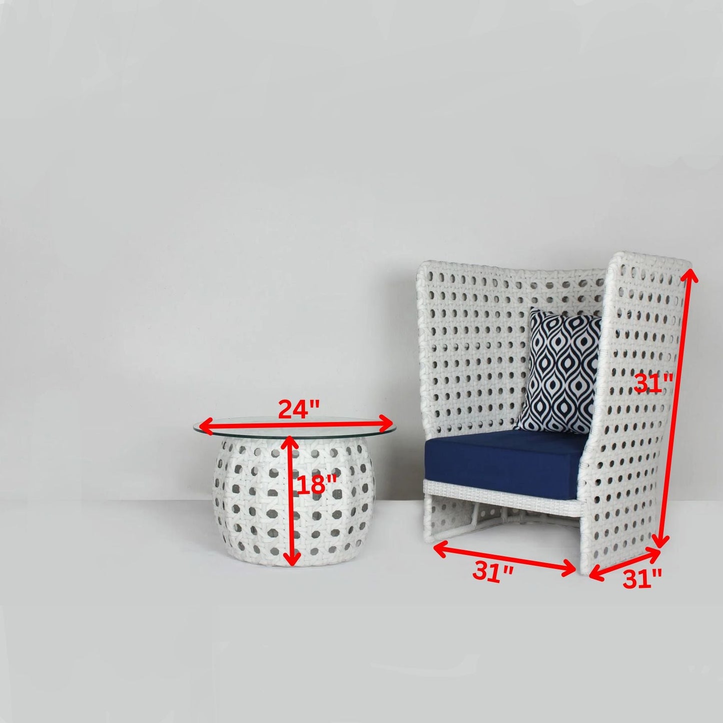 Filippa Outdoor Patio Set| Durable Garden Furniture-2 Chairs + 1 Table White