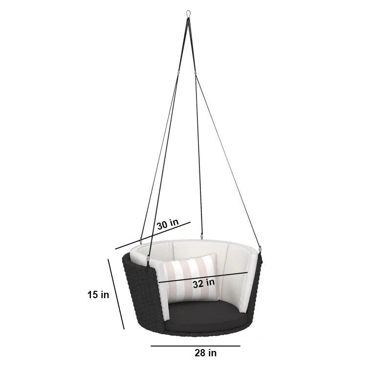 Clem Single Seater Hanging Swing| Without Stand For Outdoor (Black)
