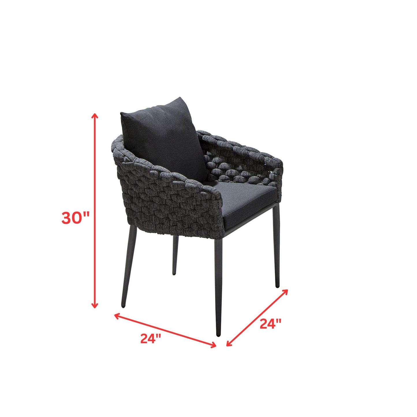 Gerd Outdoor Patio Set| Durable Garden Furniture-4 Chairs + 1 Table Braided And Rope Grey