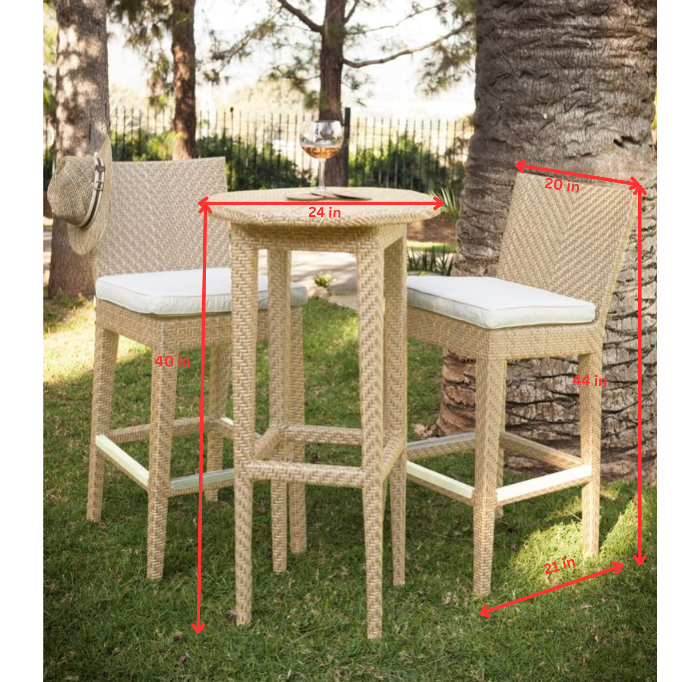 Masato Outdoor Bar Set| Durable Garden Furniture-2 Chairs + 1 Table Cream