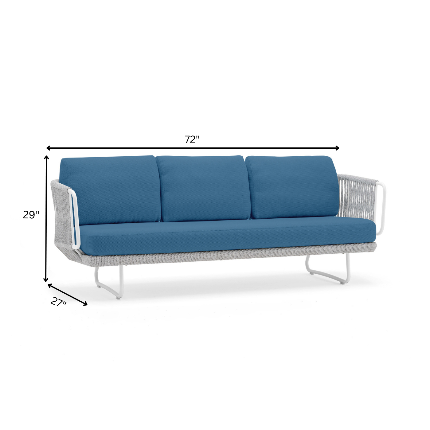 Sayin Outdoor Garden Balcony 5 Seater Sofa Set- Grey & Blue Braided and Rope