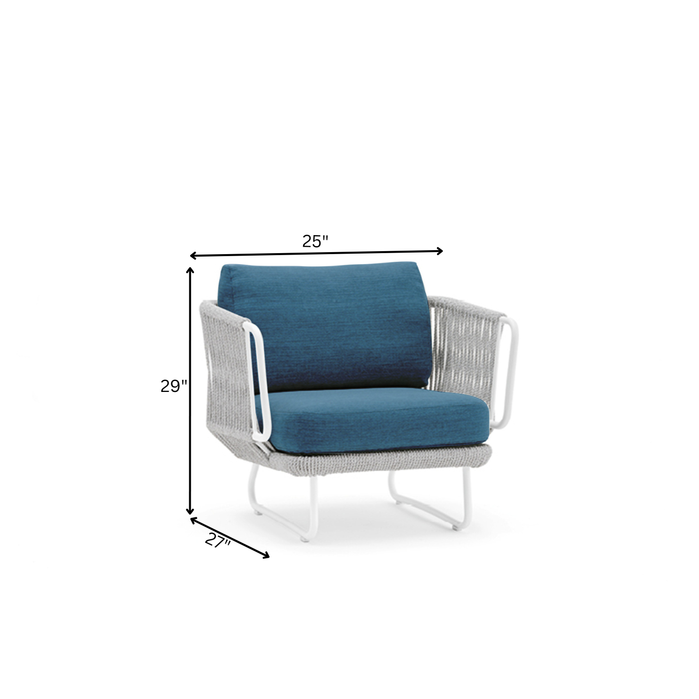 Sayin Outdoor Garden Balcony 5 Seater Sofa Set- Grey & Blue Braided and Rope