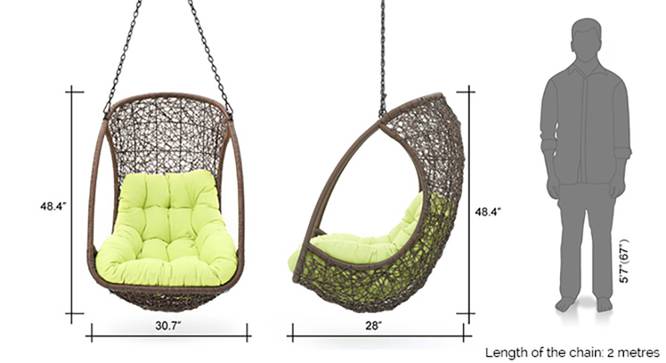 Orson Single Seater Hanging Swing| Without Stand For Outdoor (Dark Brown )