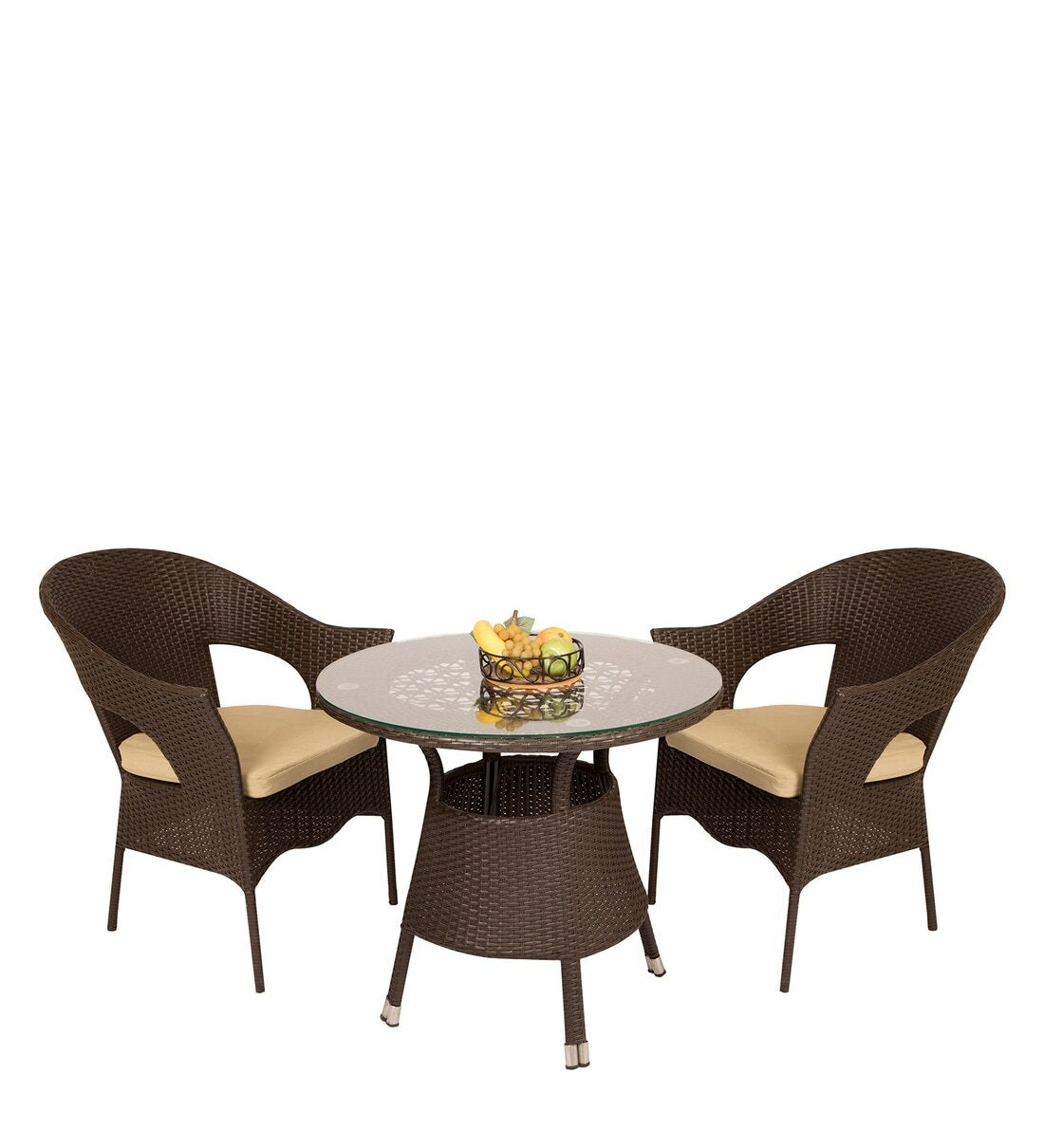 Javier Outdoor Patio Set| Durable Garden Furniture-2 Chairs + 1 Table Brown