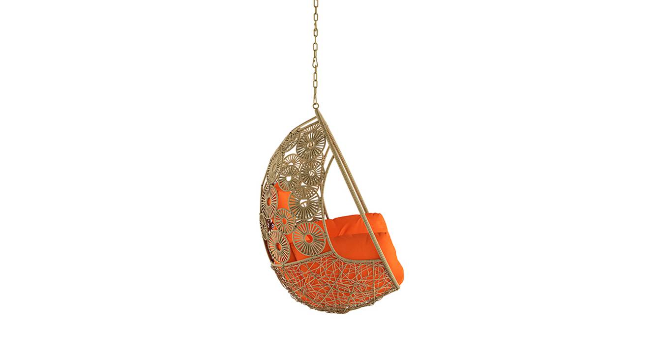 Melvin Single Seater Hanging Swing| Without Stand For Outdoor (Honey)
