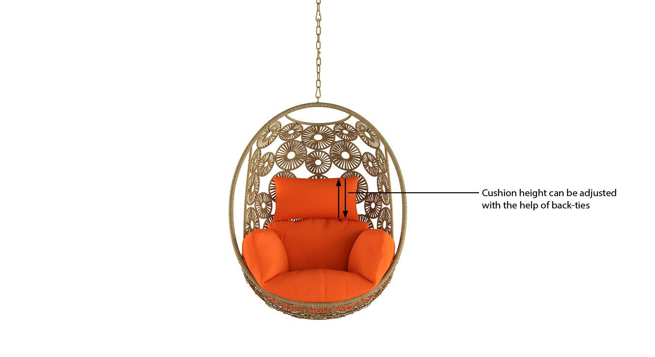 Melvin Single Seater Hanging Swing| Without Stand For Outdoor (Honey)
