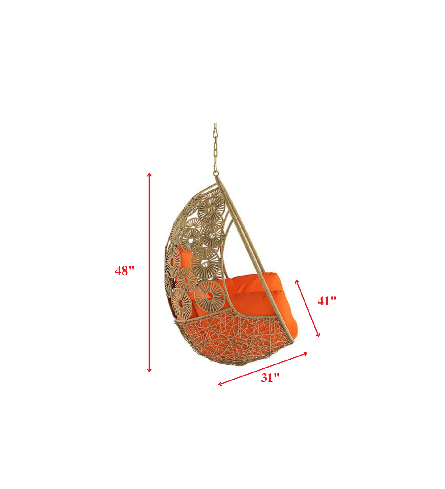 Melvin Single Seater Hanging Swing| Without Stand For Outdoor (Honey)