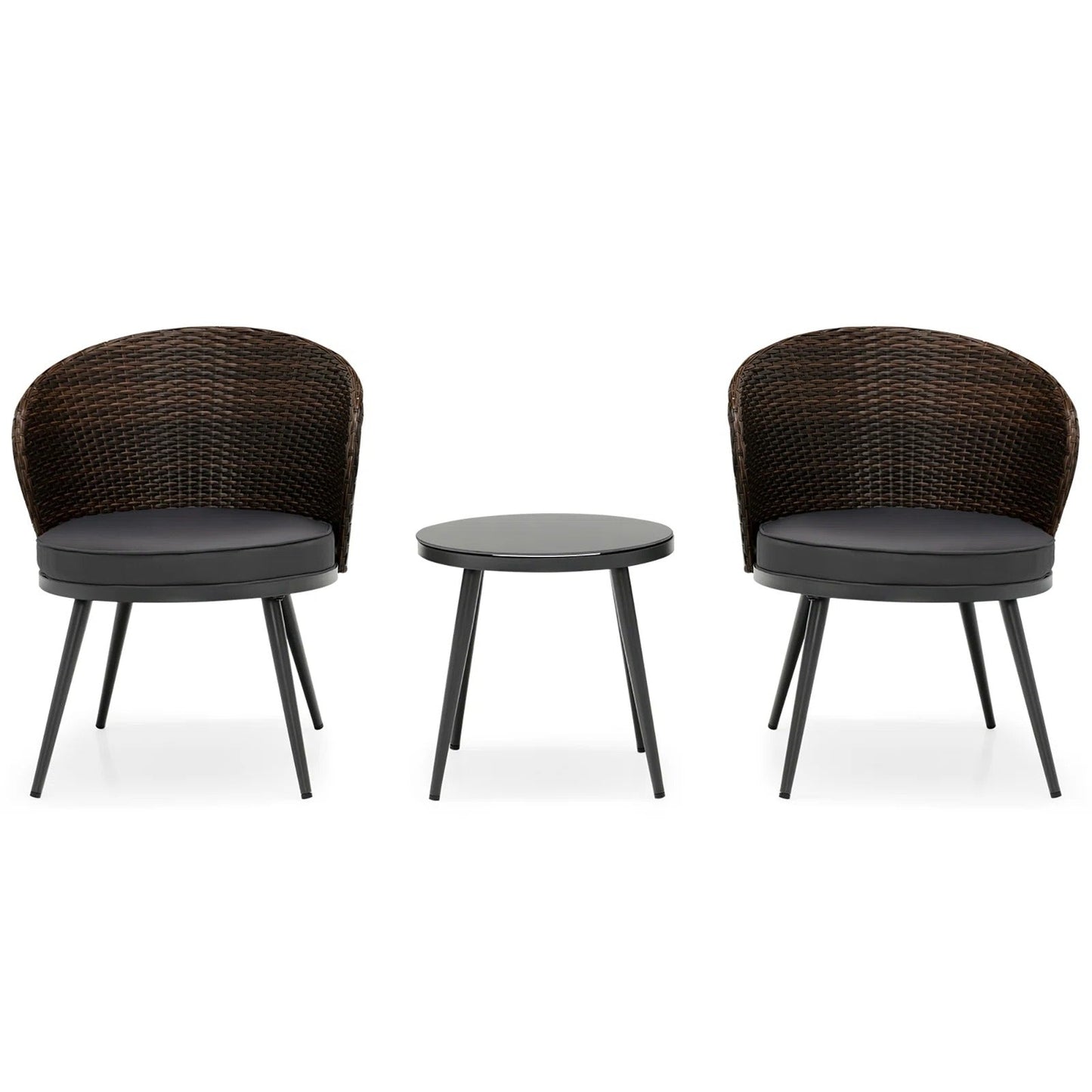 Cobos Outdoor Patio Set| Durable Garden Furniture-2 Chairs + 1 Table Brown