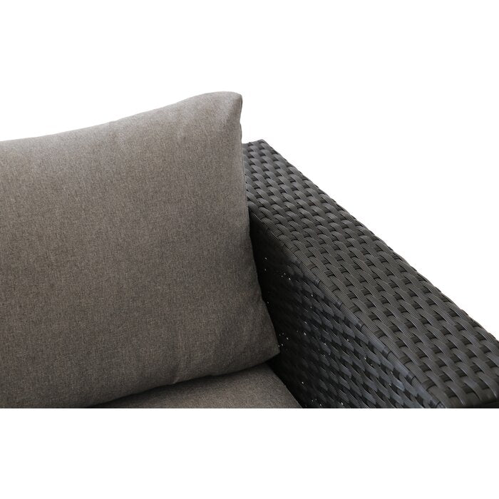 Azra Outdoor Garden Balcony 5 Seater Sofa Set- Black