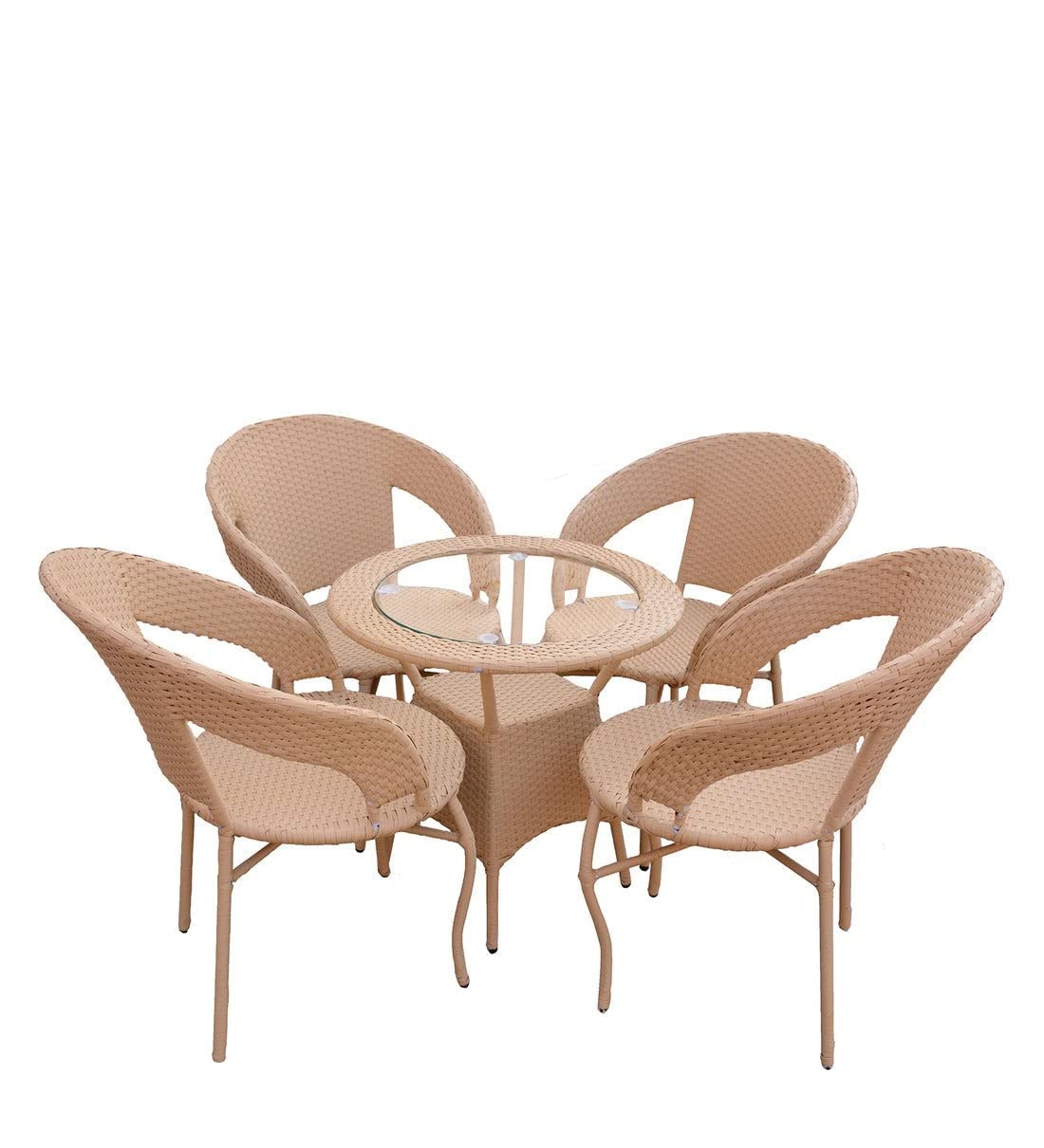 Baena Outdoor Patio Set| Durable Garden Furniture-4 Chairs + 1 Table Light Brown
