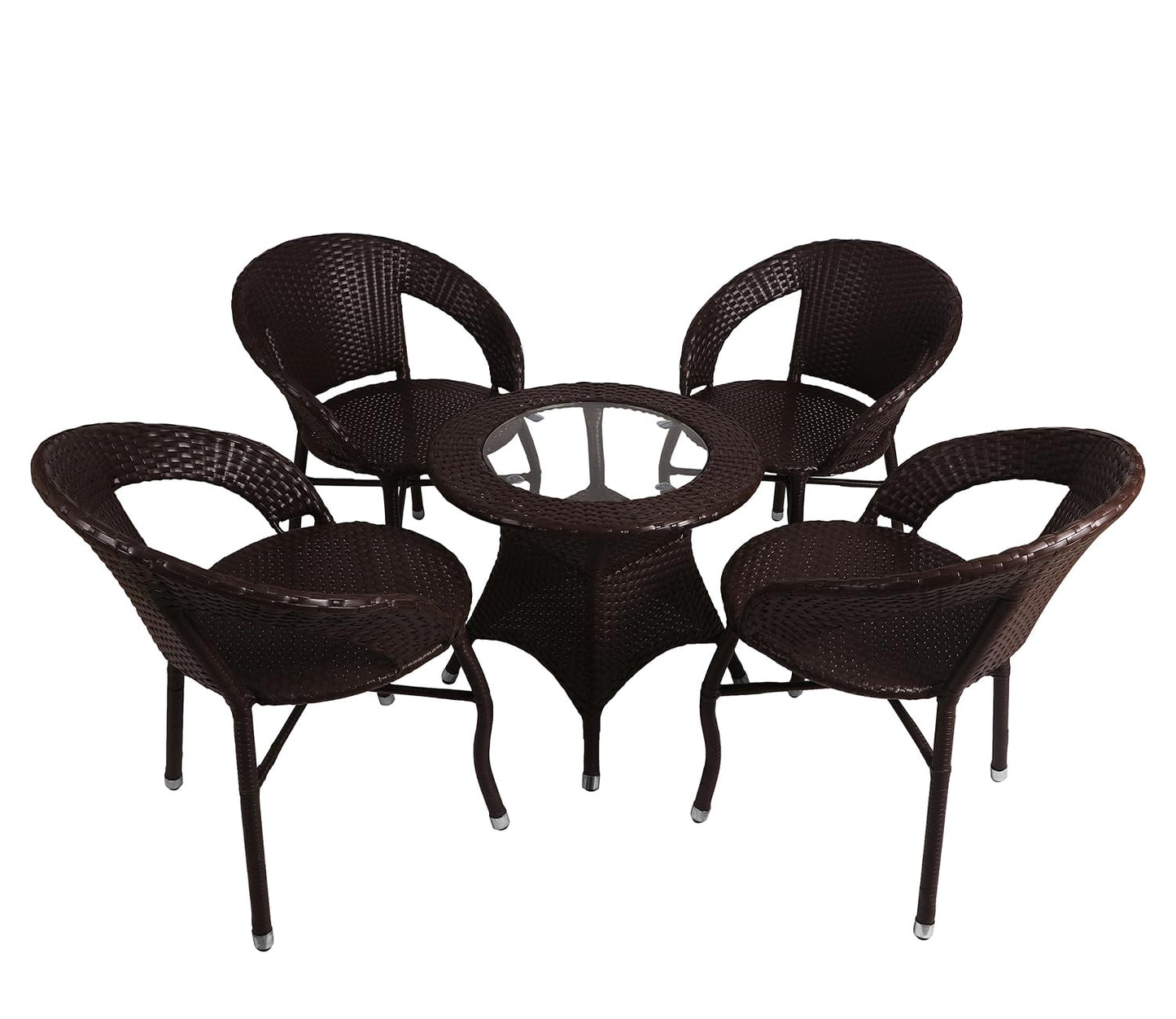 Baena Outdoor Patio Set| Durable Garden Furniture-4 Chairs + 1 Table Brown
