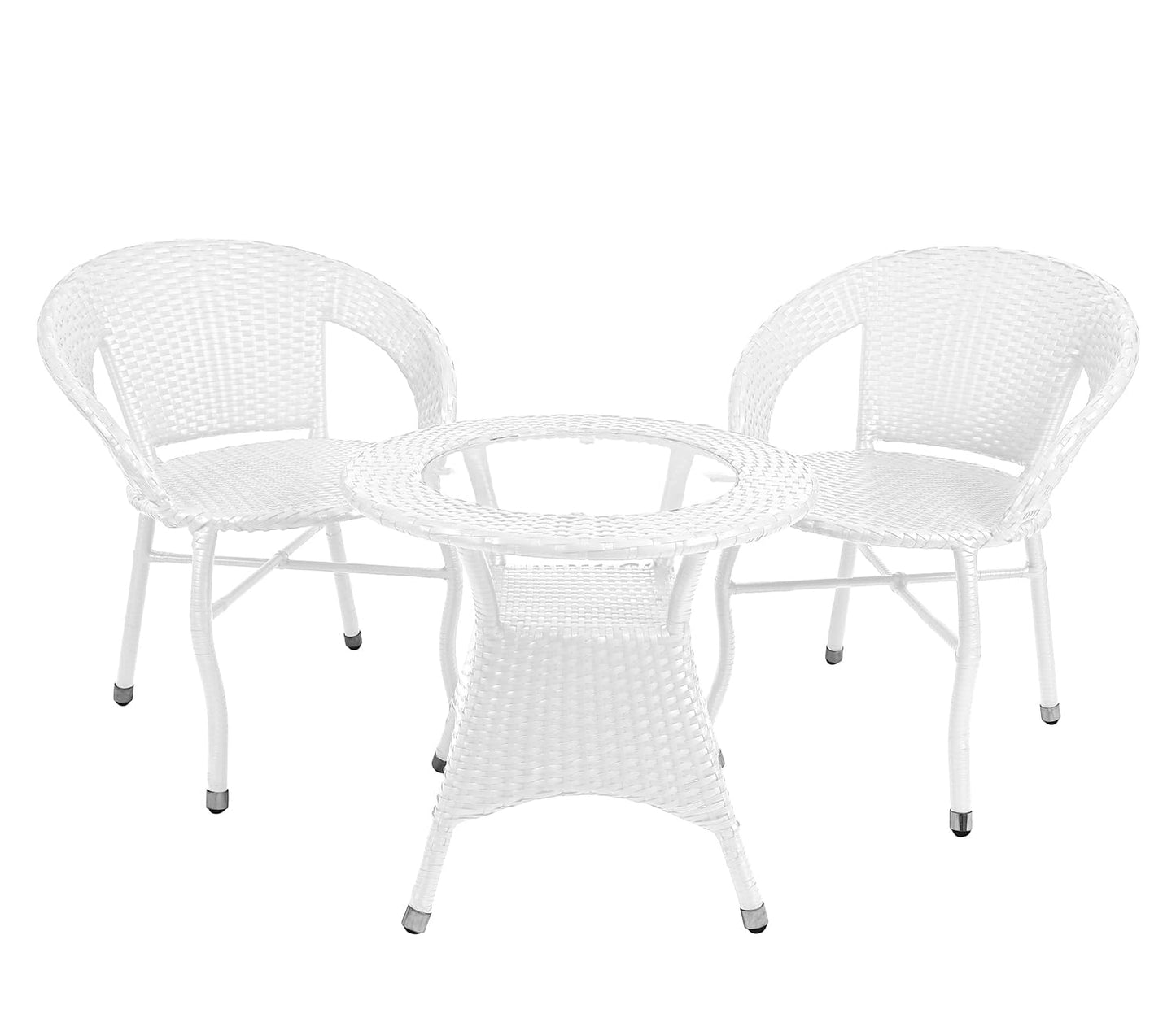 Orbe Outdoor Patio Set| Durable Garden Furniture-2 Chairs + 1 Table White