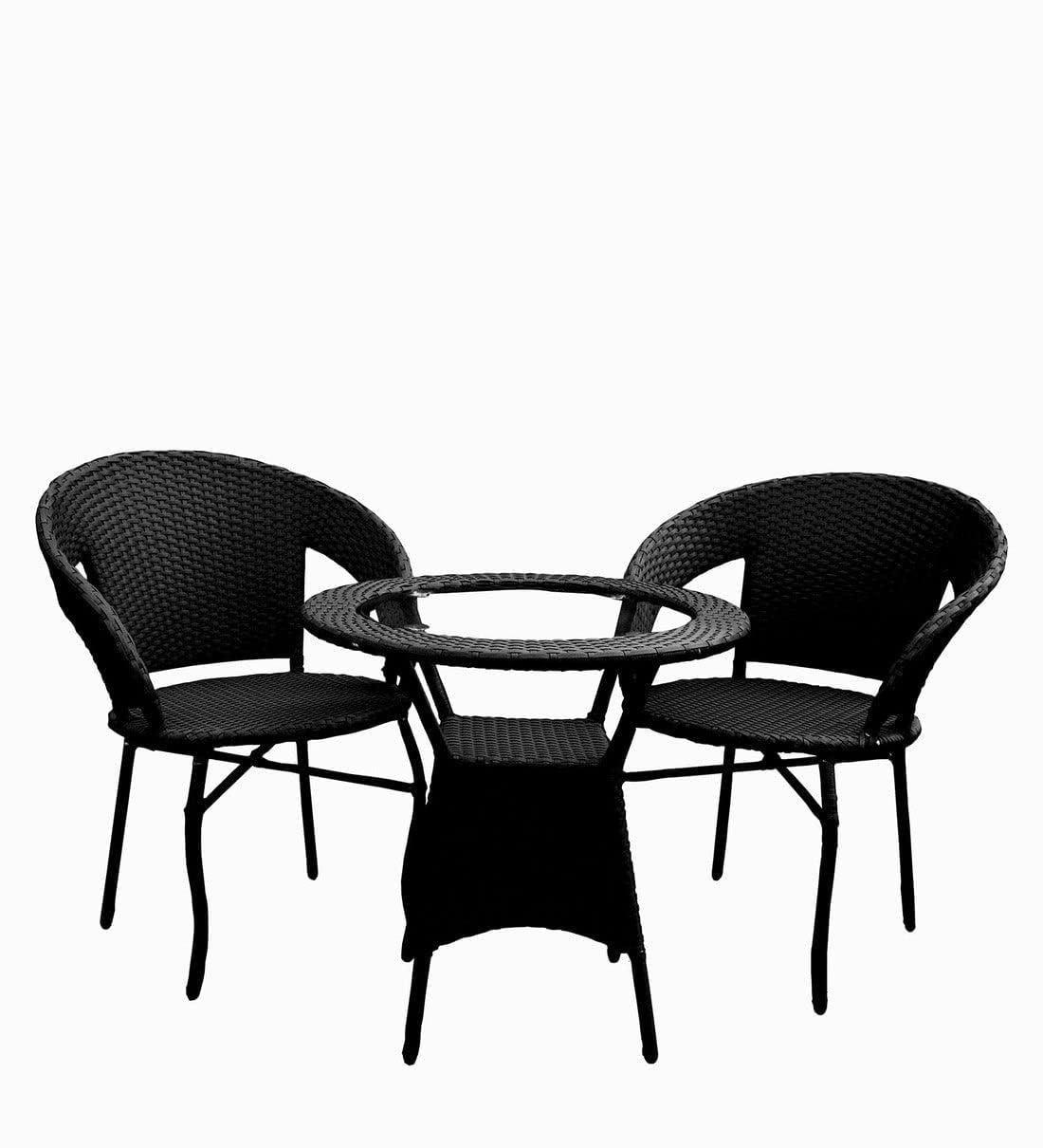 Caldera Outdoor Patio Set| Durable Garden Furniture-2 Chairs + 1 Table Black