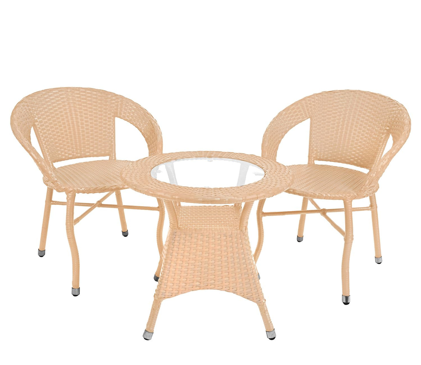 Diez Outdoor Patio Set| Durable Garden Furniture-2 Chairs + 1 Table Cream