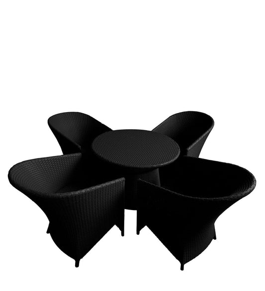 Curro Outdoor Patio Set| Durable Garden Furniture-4 Chairs + 1 Table Black