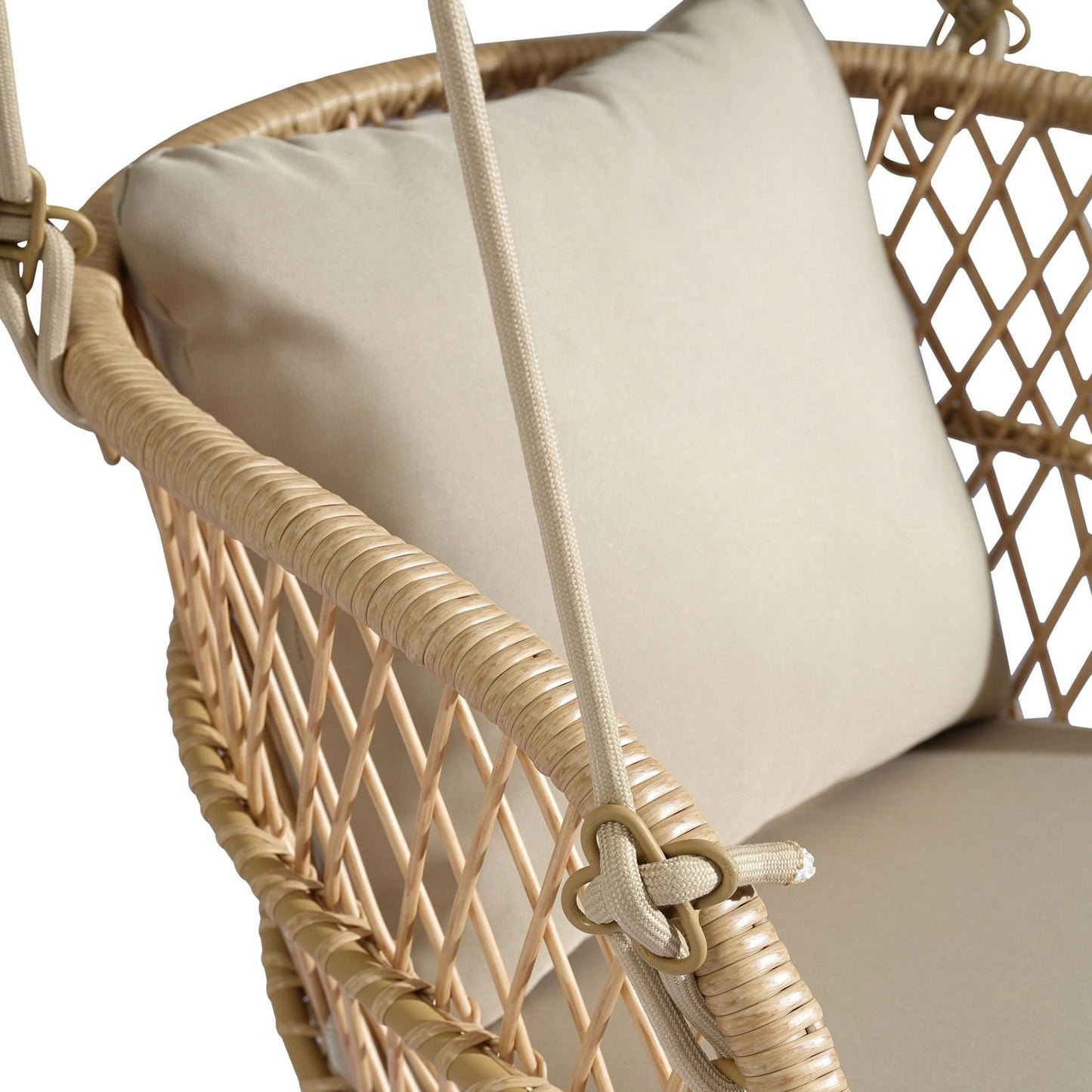 Waldo Single Seater Hanging Swing| Without Stand For Outdoor (Beige)