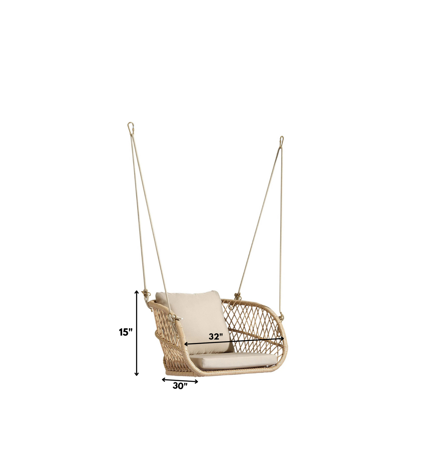 Waldo Single Seater Hanging Swing| Without Stand For Outdoor (Beige)